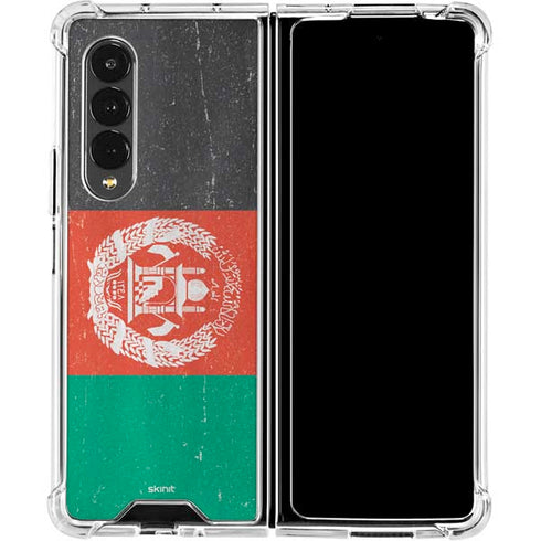 Afghanistan Flag Distressed Galaxy Z Fold4 5G Clear Case